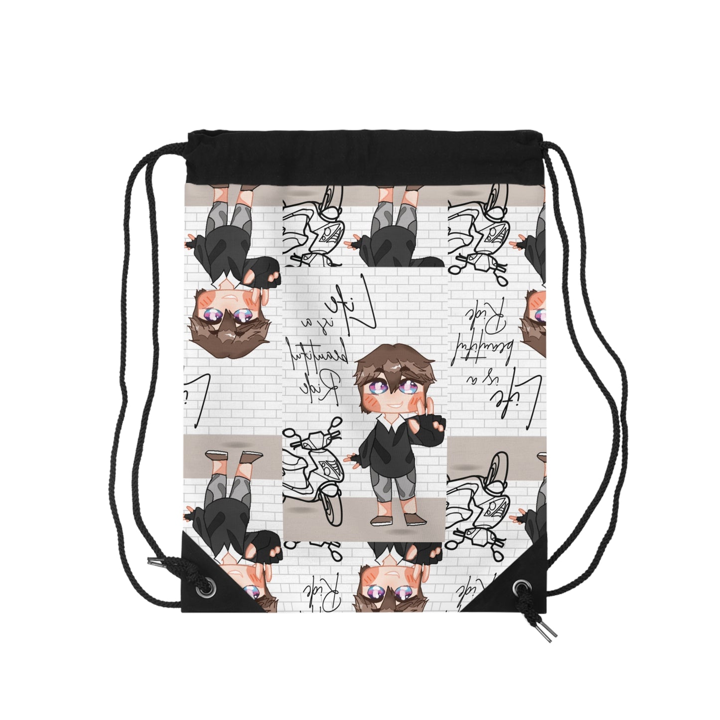 Sophie and Friends Drawstring Bag - "Life is a Beautiful Ride"