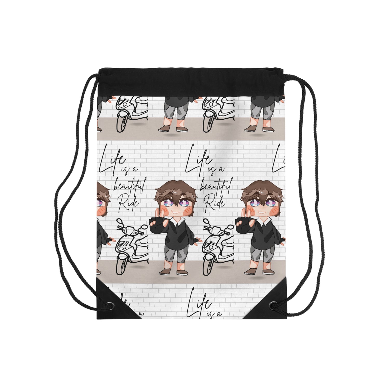 Sophie and Friends Drawstring Bag - "Life is a Beautiful Ride"