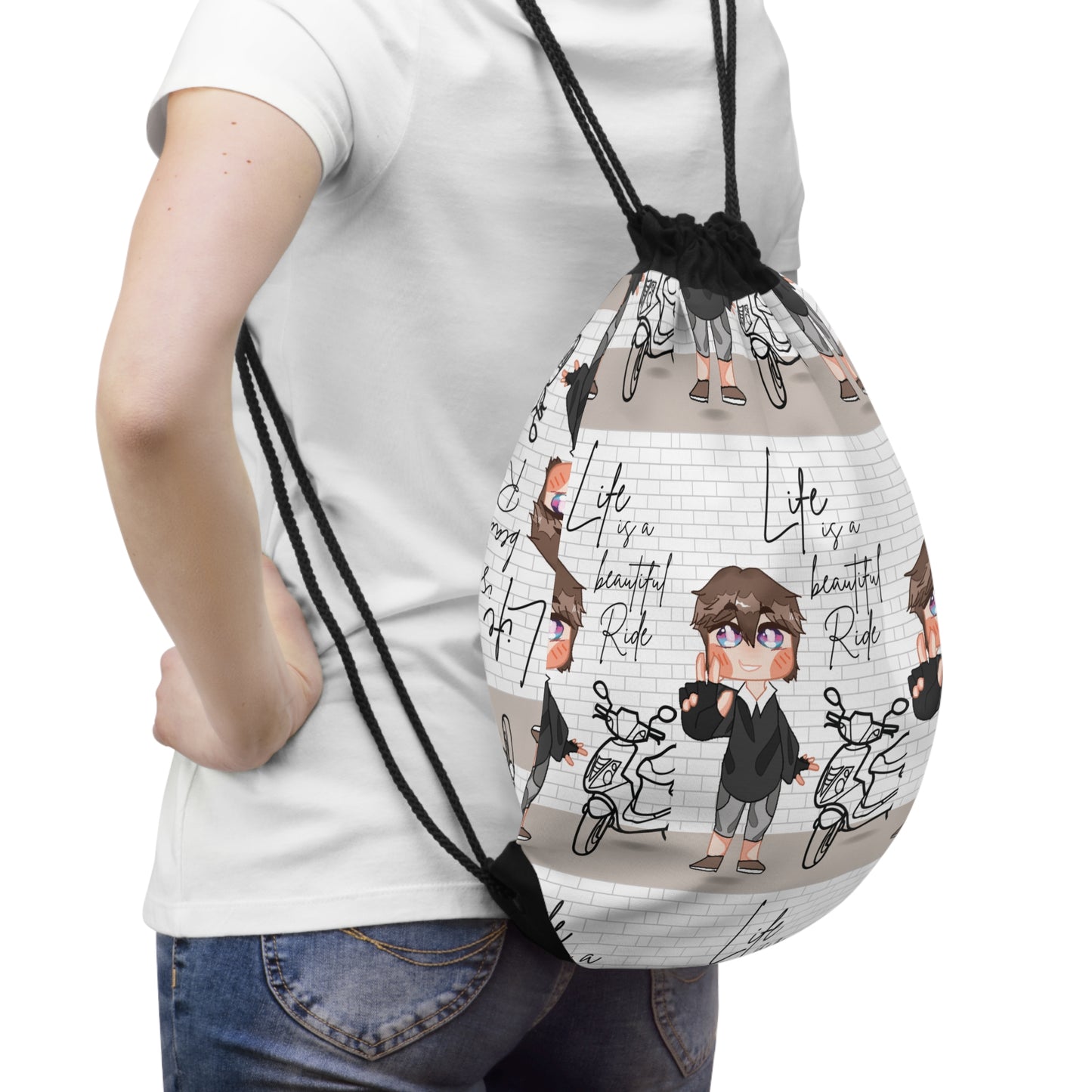 Sophie and Friends Drawstring Bag - "Life is a Beautiful Ride"