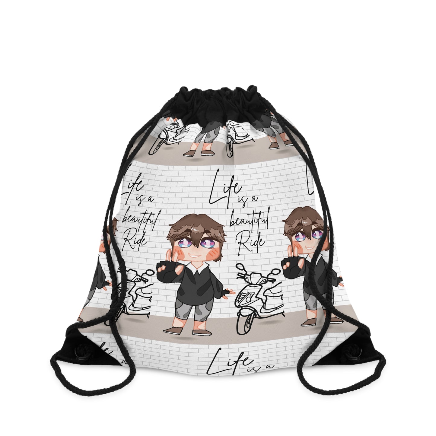 Sophie and Friends Drawstring Bag - "Life is a Beautiful Ride"